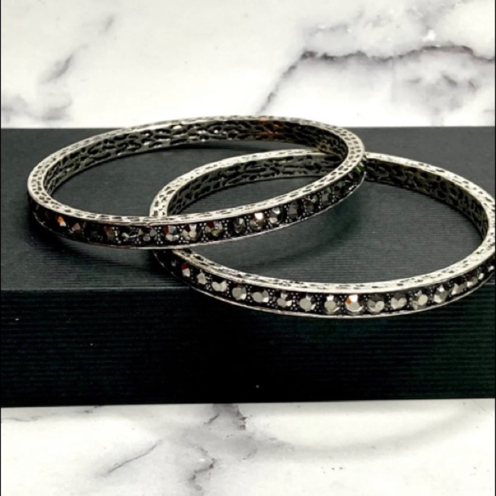 Two Bangle Set, Marcasite Look - Picture 5 of 6